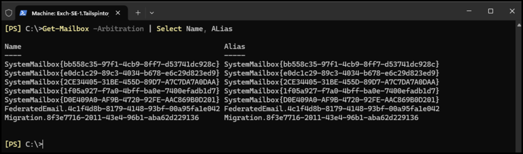 Exchange SE - Arbitration Mailboxes Shown