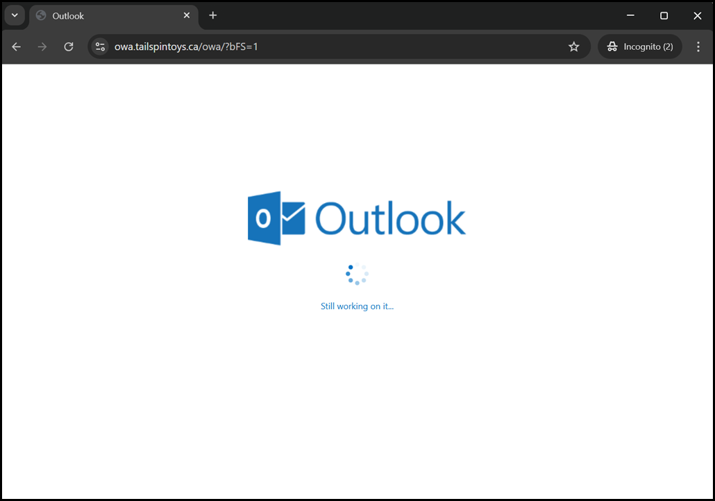 OWA Page Not Loading Through WAP 2025 - “Still working on it…” 