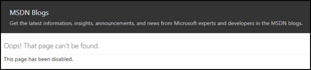 Error from Deactivated Blog
