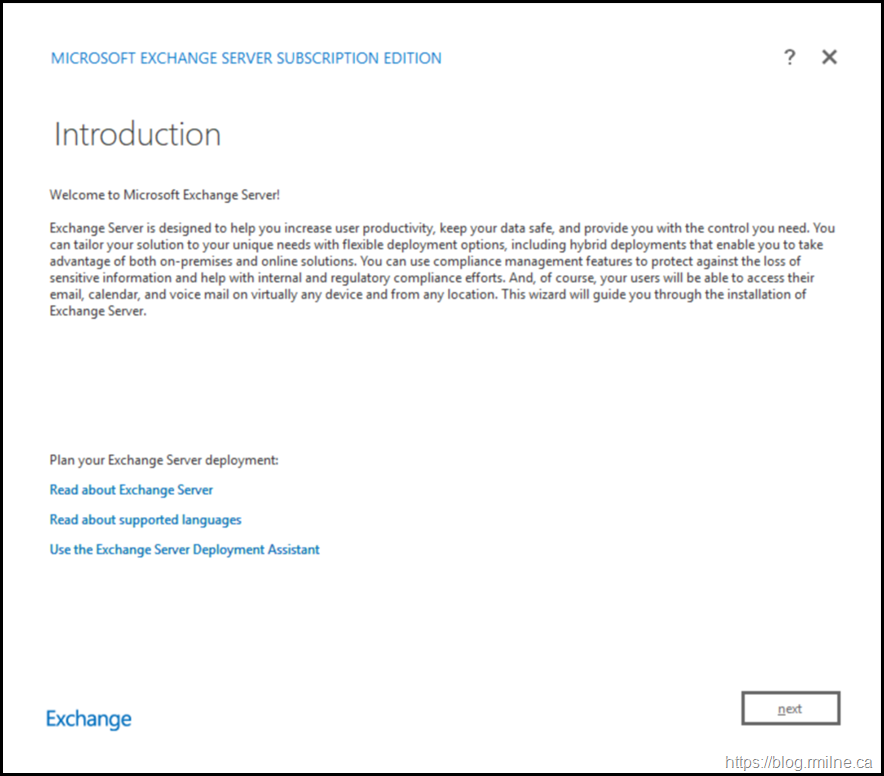 Exchange Subscription Edition Install - Introduction
